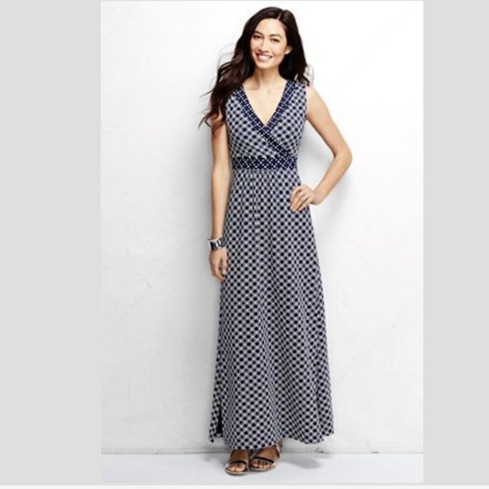 Land's End maxi sleeveless faux wrap dress, 00